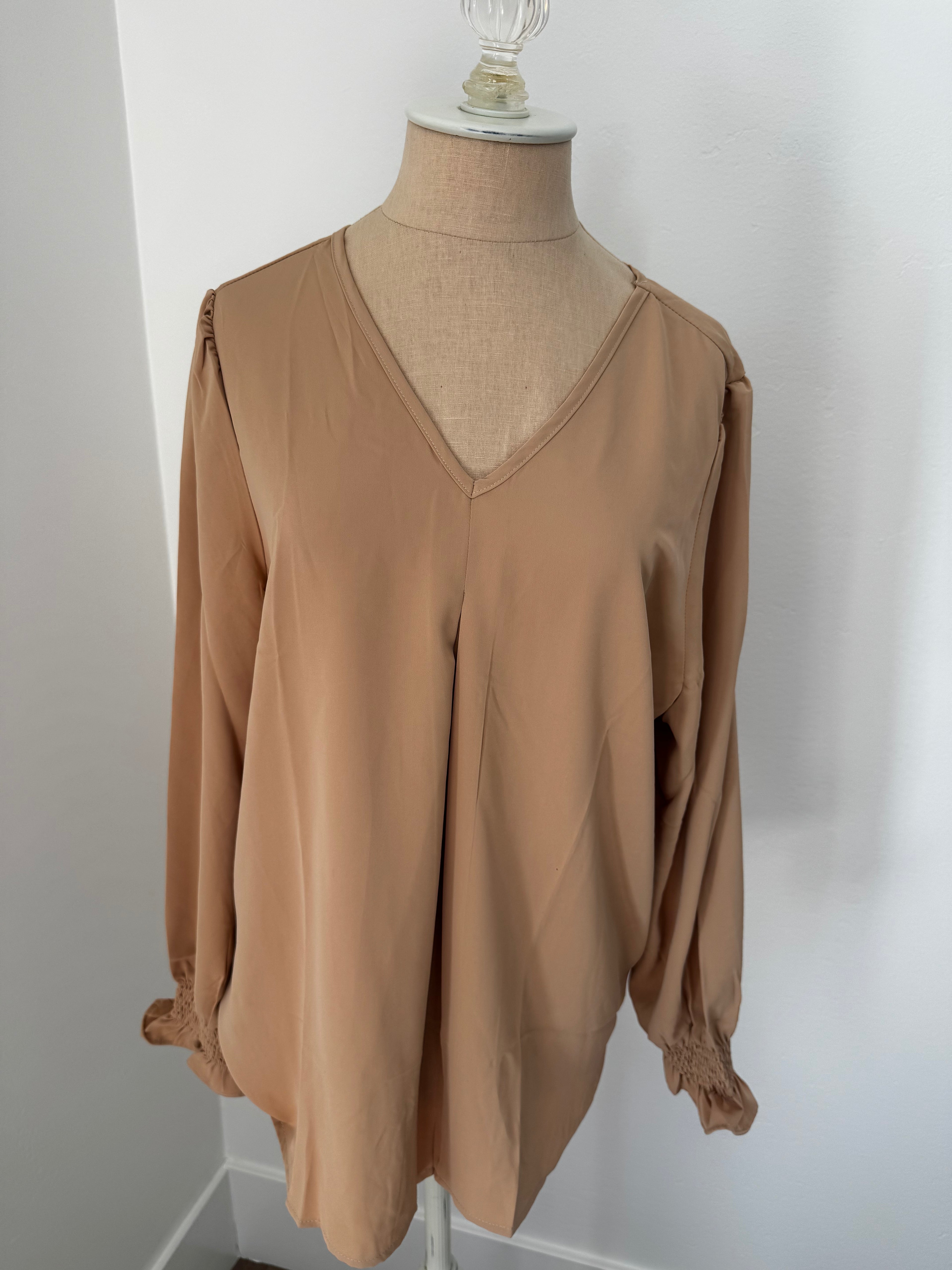Nude/Tan Blouse Top (Size: L)