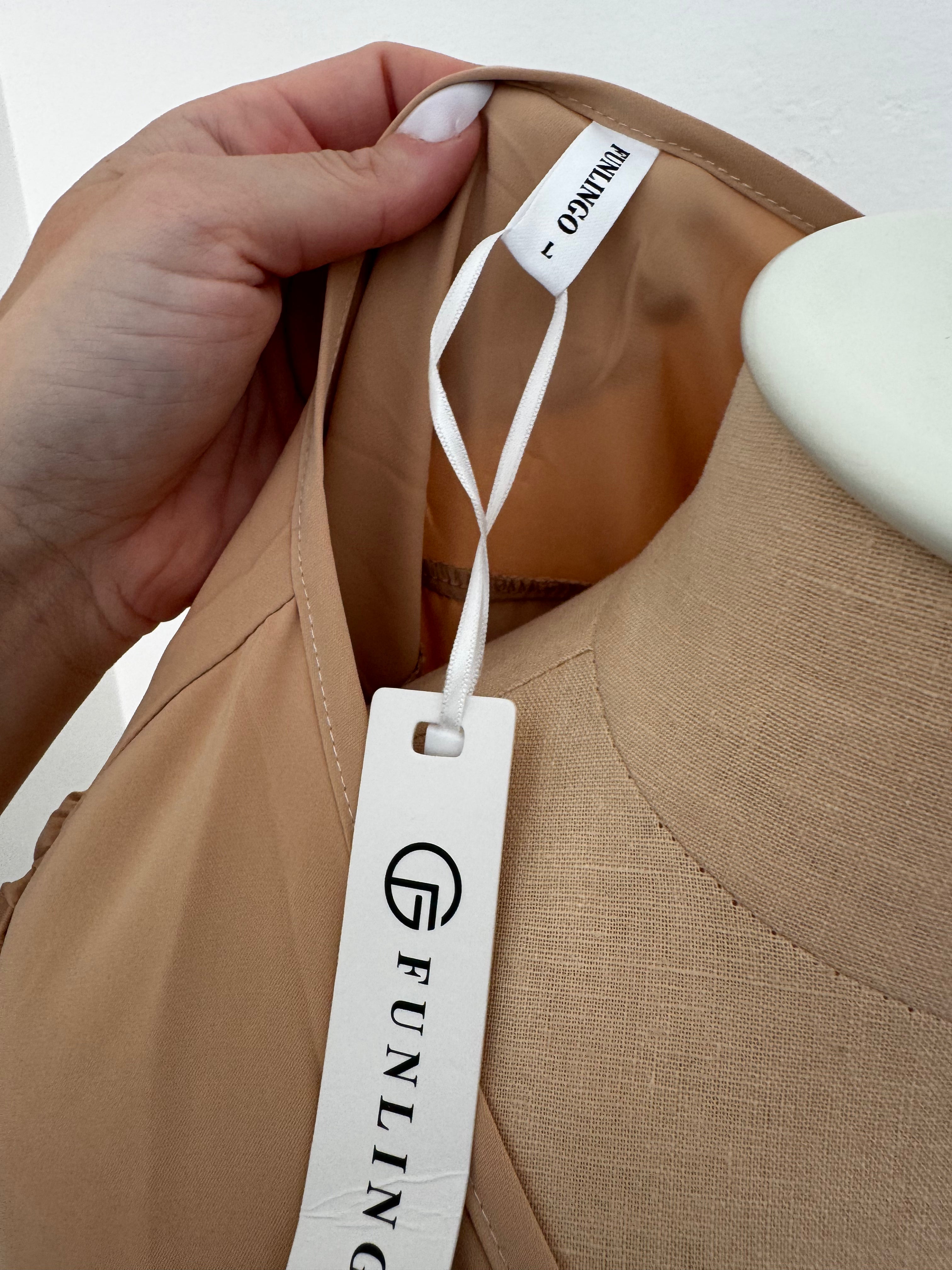 Nude/Tan Blouse Top (Size: L)