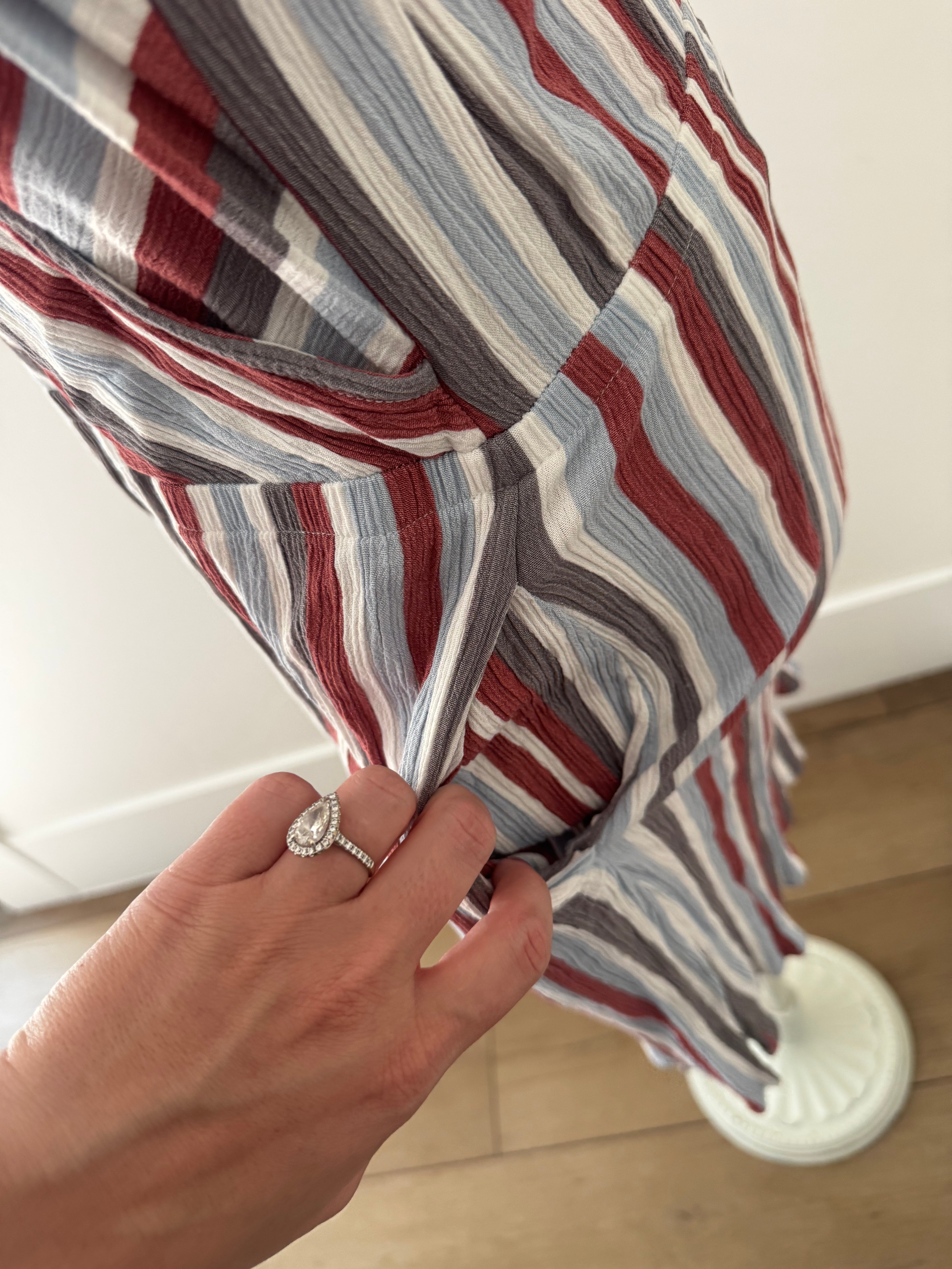 Stripped Dress with Pockets (Size: XL)