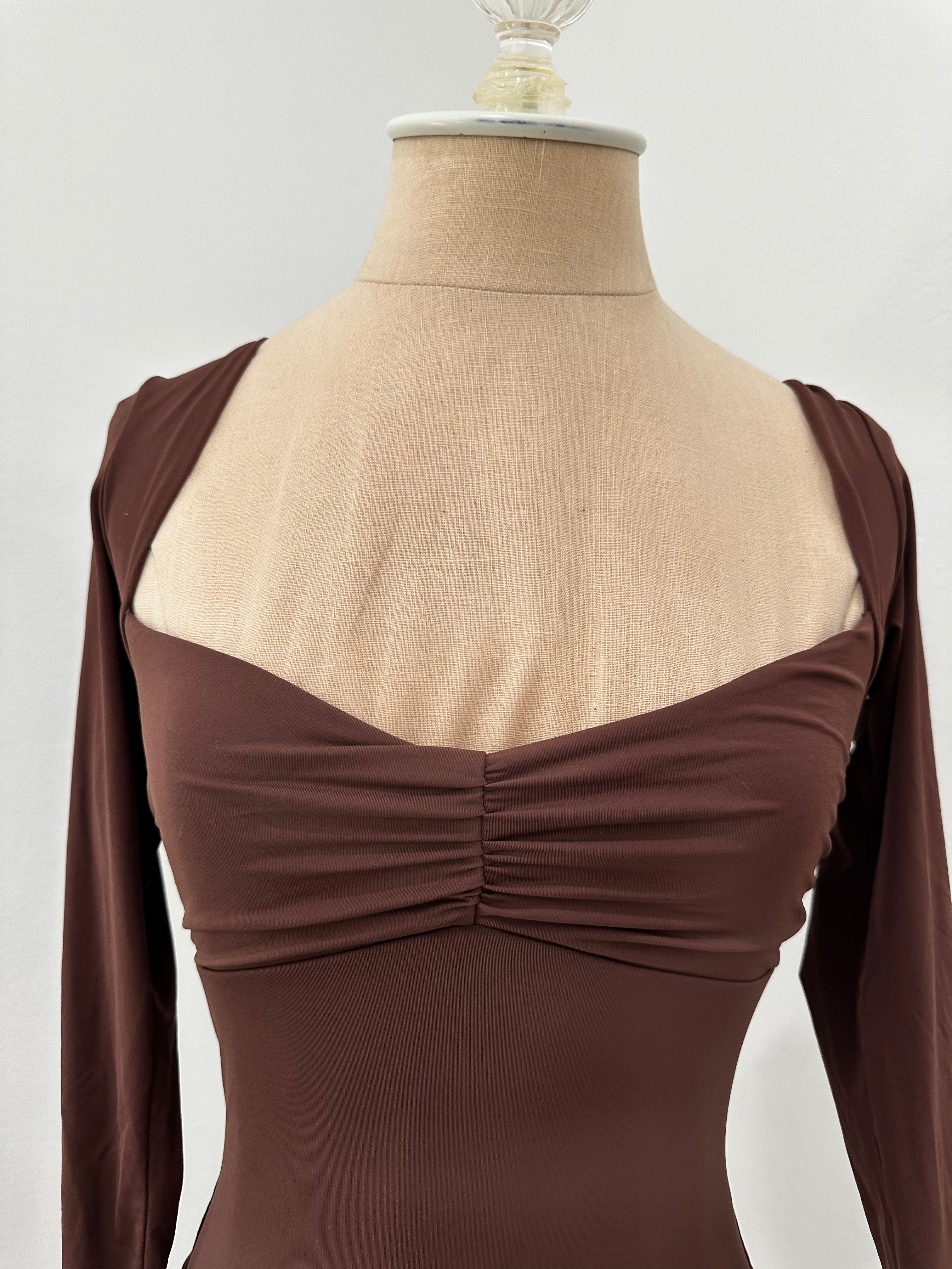 Brown Long Sleeve Bodysuit (Size Small)