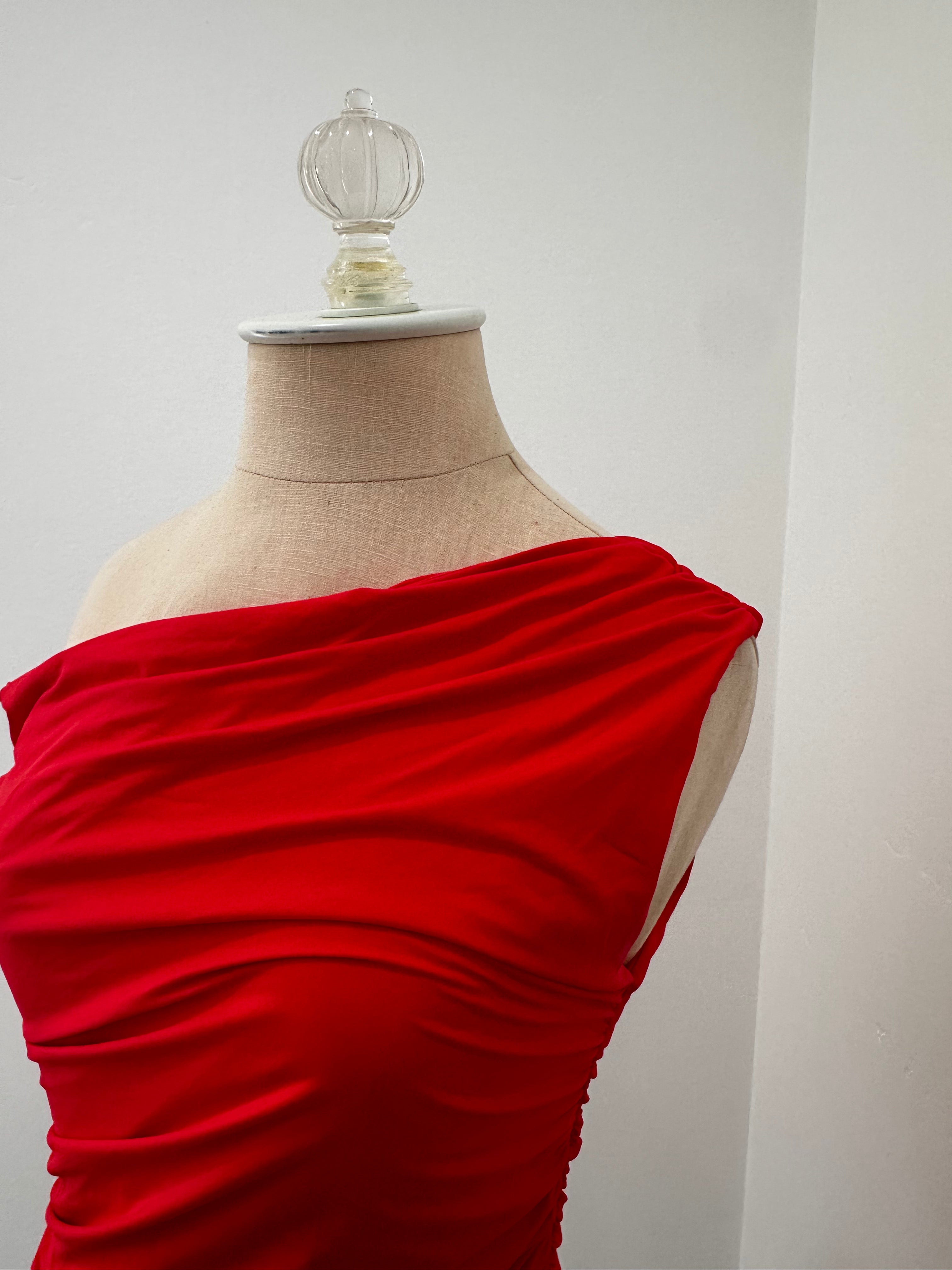 Red Asymmetrical Top (Size Medium)