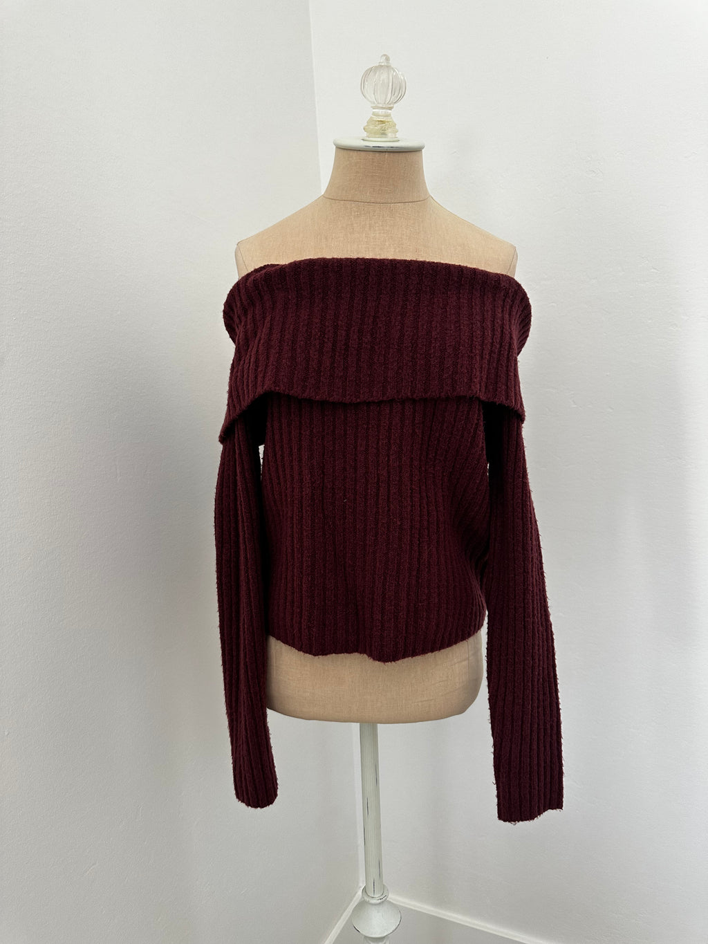 Maroon Off Shoulder Long Sleeve (Size Medium)
