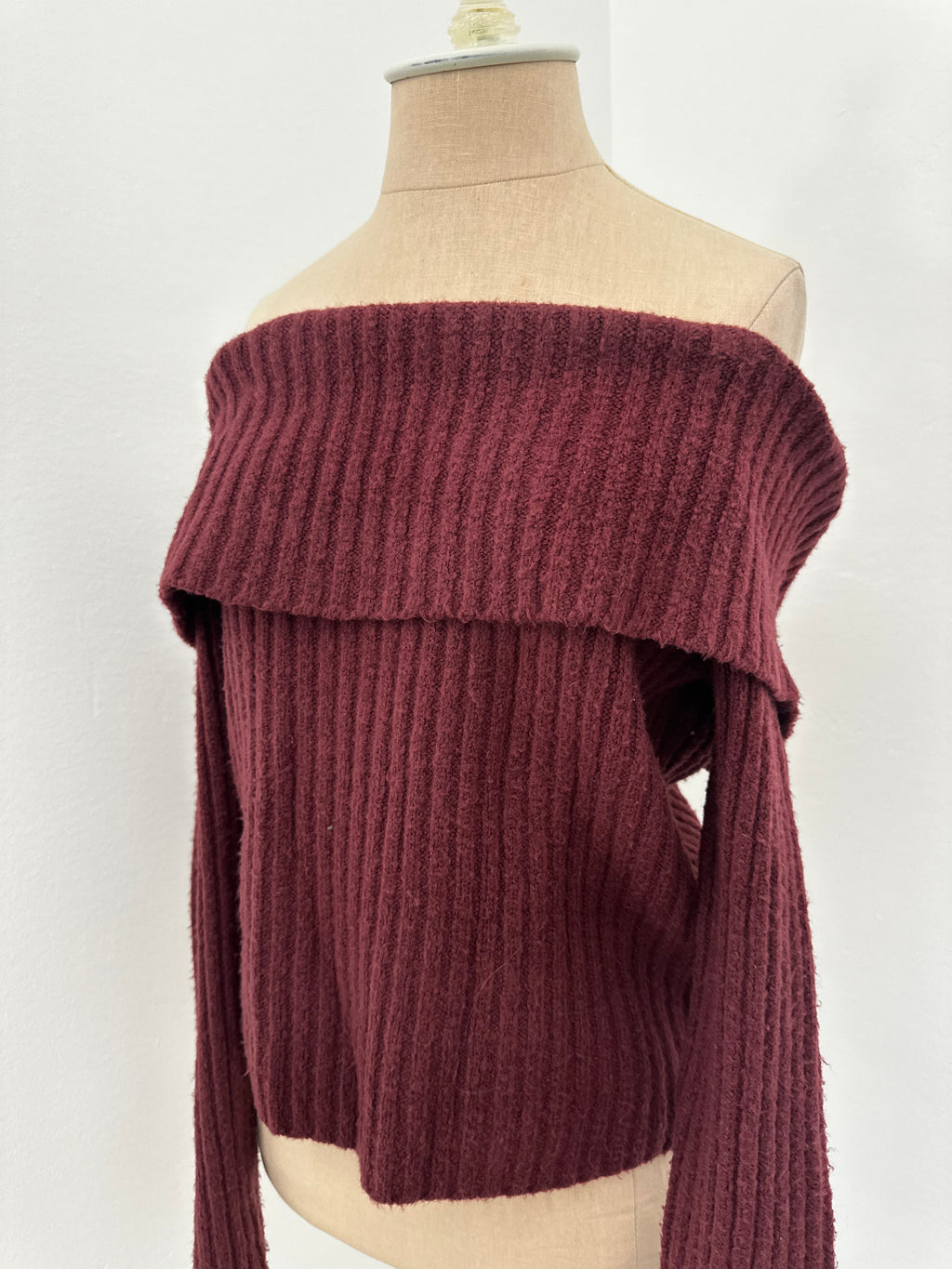 Maroon Off Shoulder Long Sleeve (Size Medium)