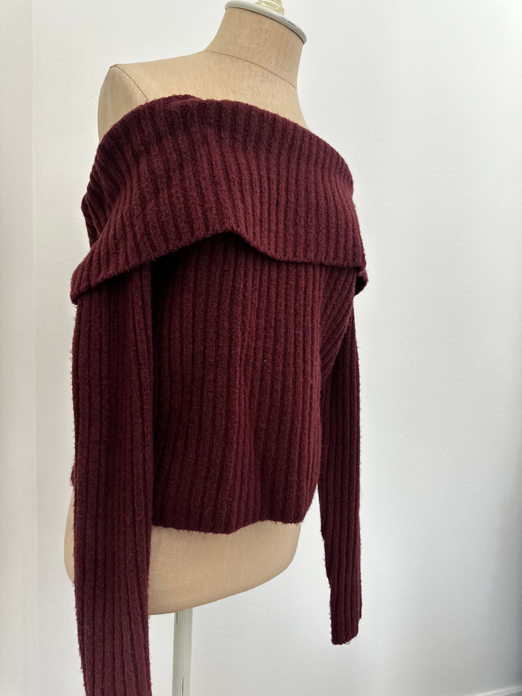 Maroon Off Shoulder Long Sleeve (Size Medium)