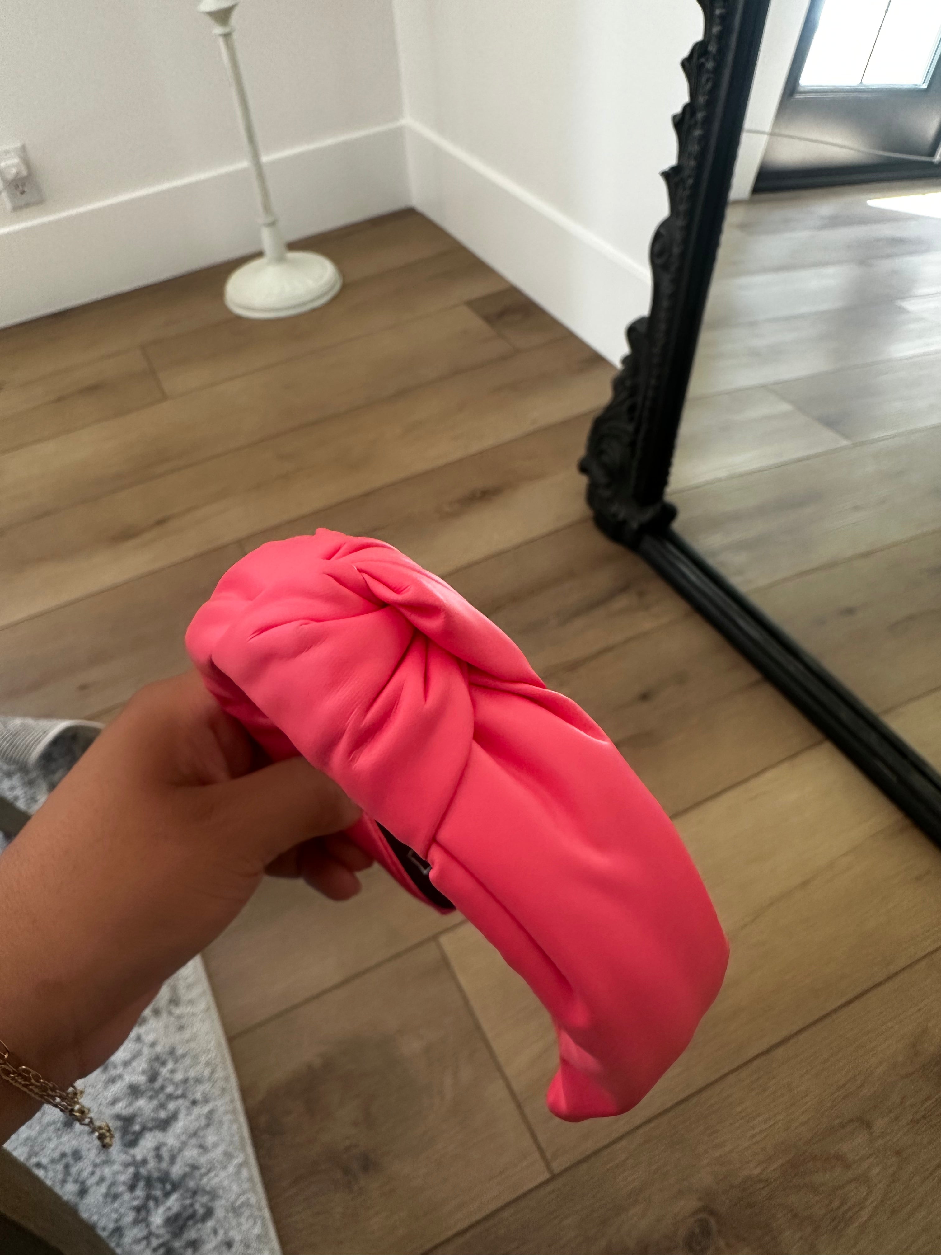 Hot Pink Leather Headband by Adorned New