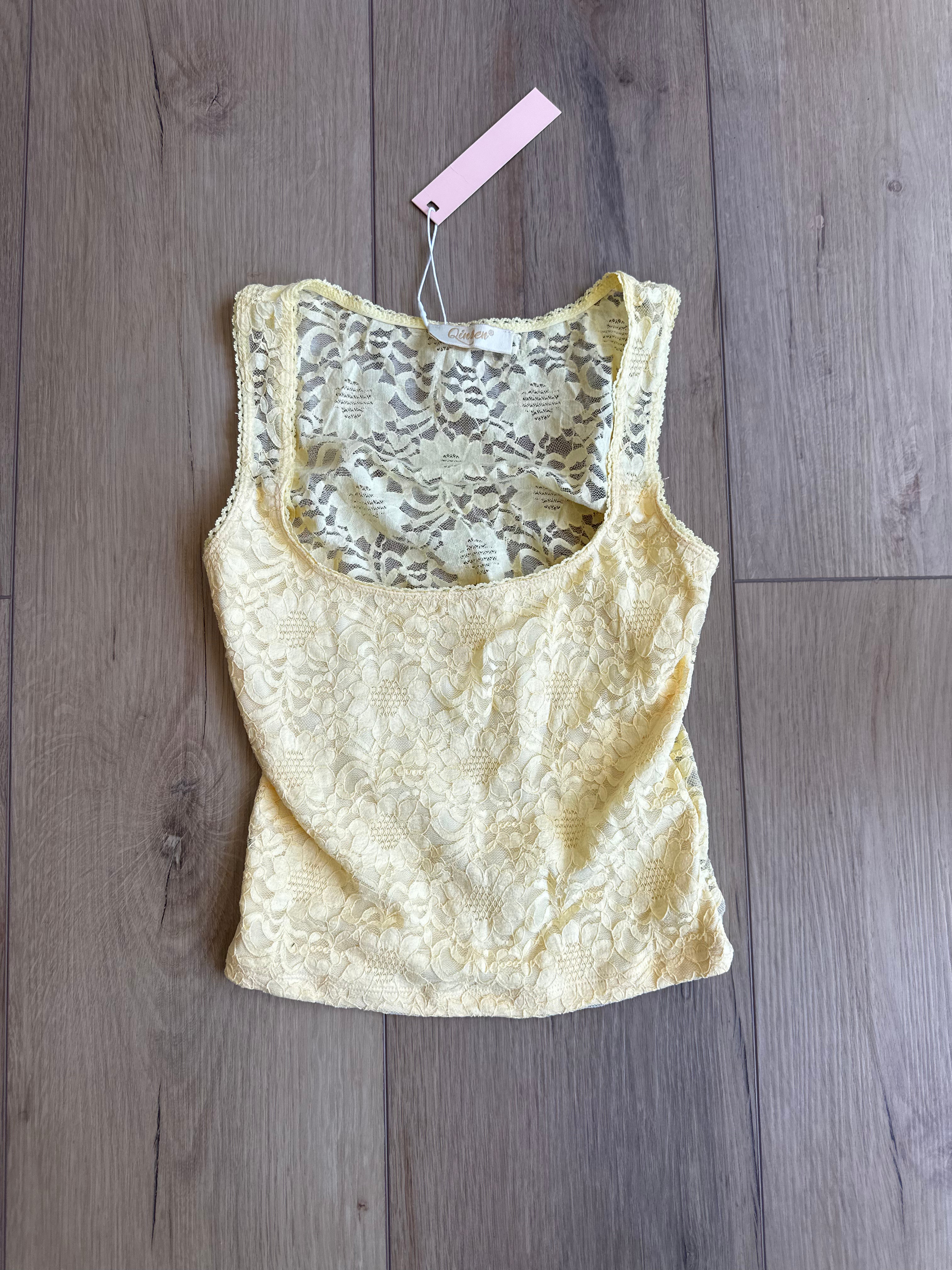 Yellow Lace Top (Size Small)