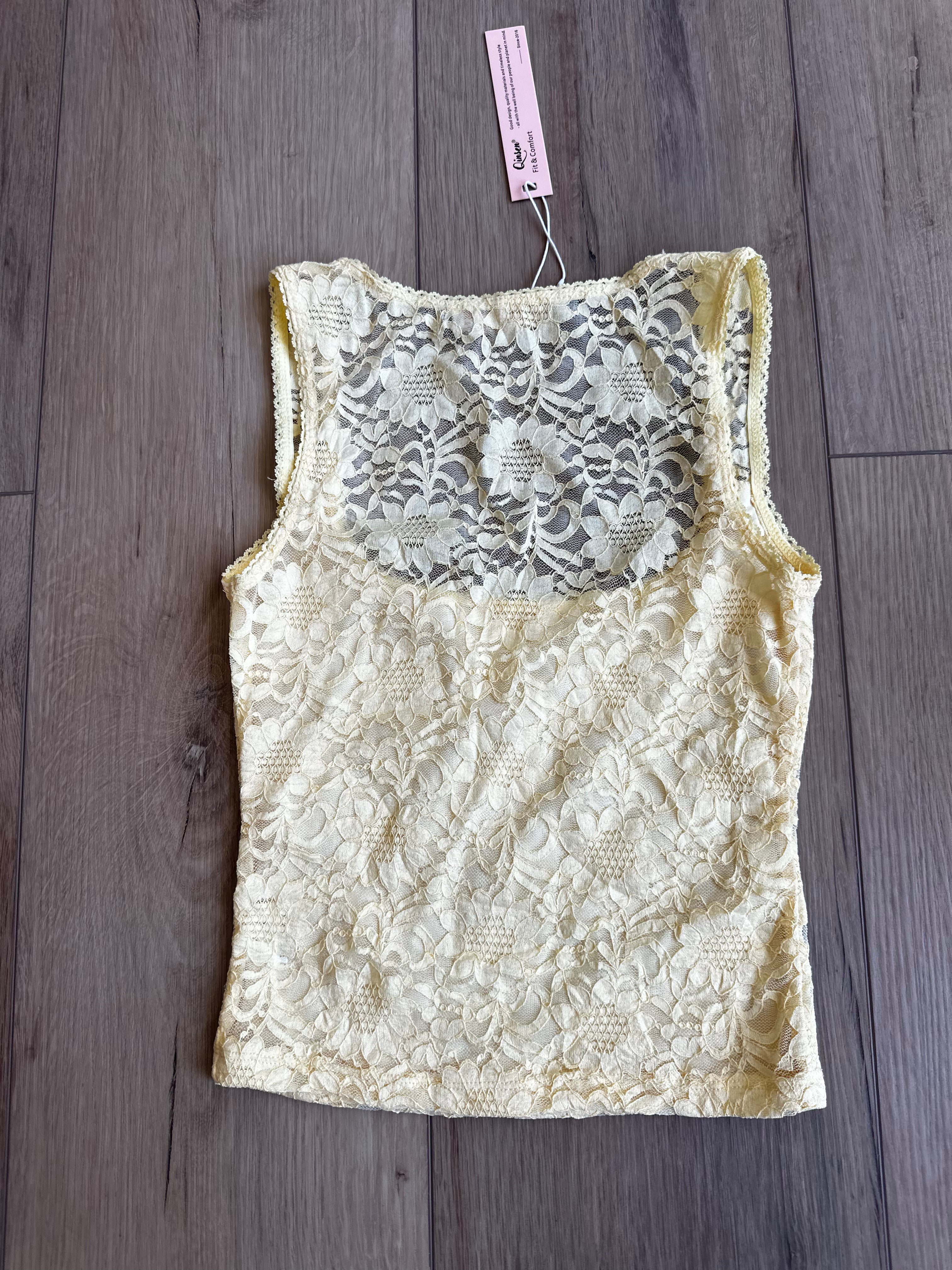 Yellow Lace Top (Size Small)
