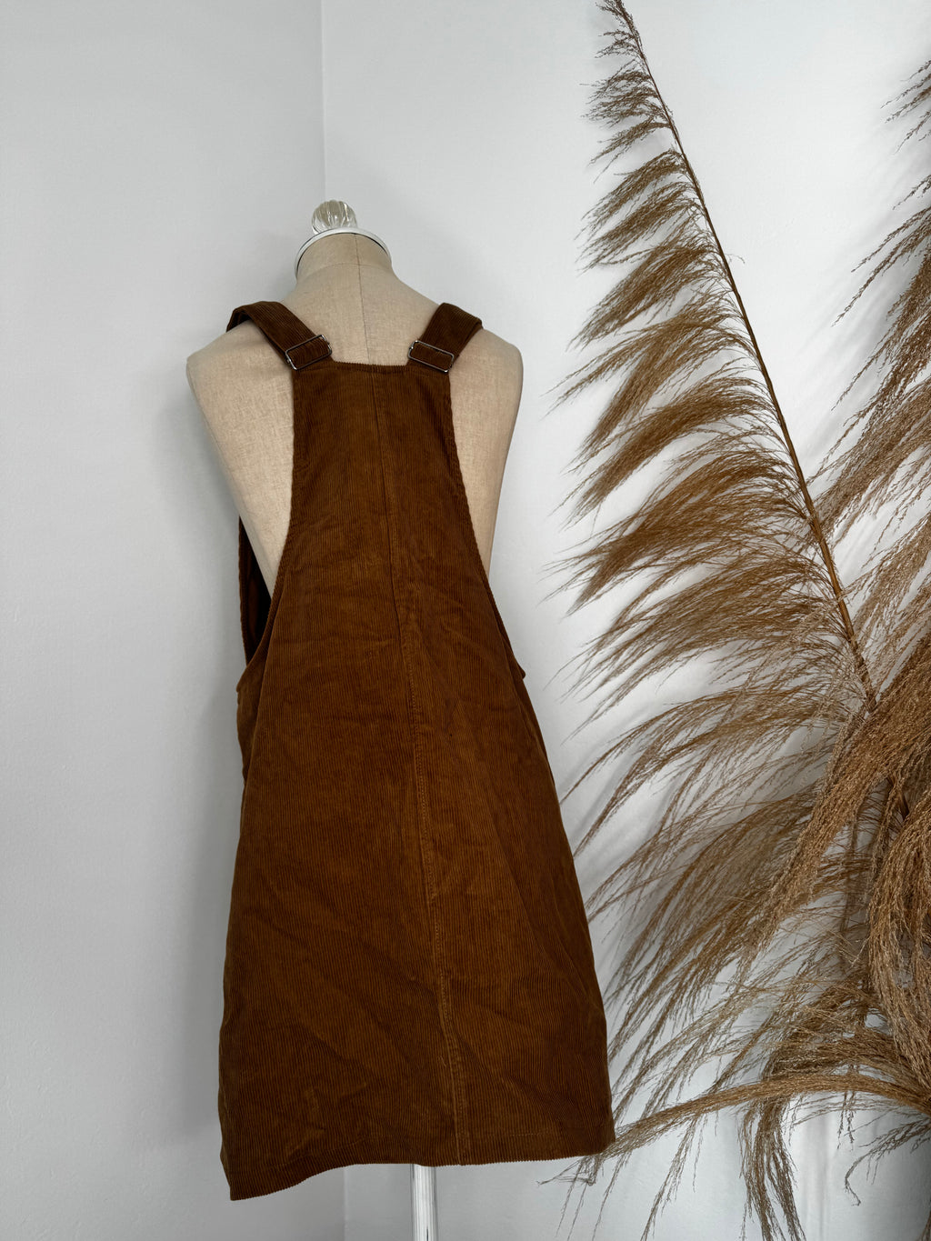 Tan Corduroy Overalls Dress