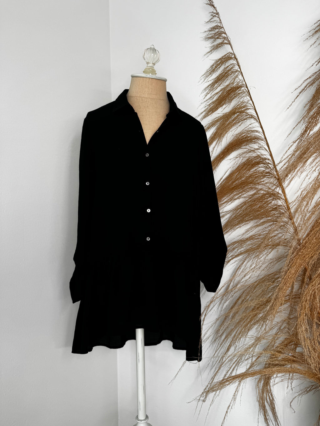 Sheer Black Button Up Blouse
