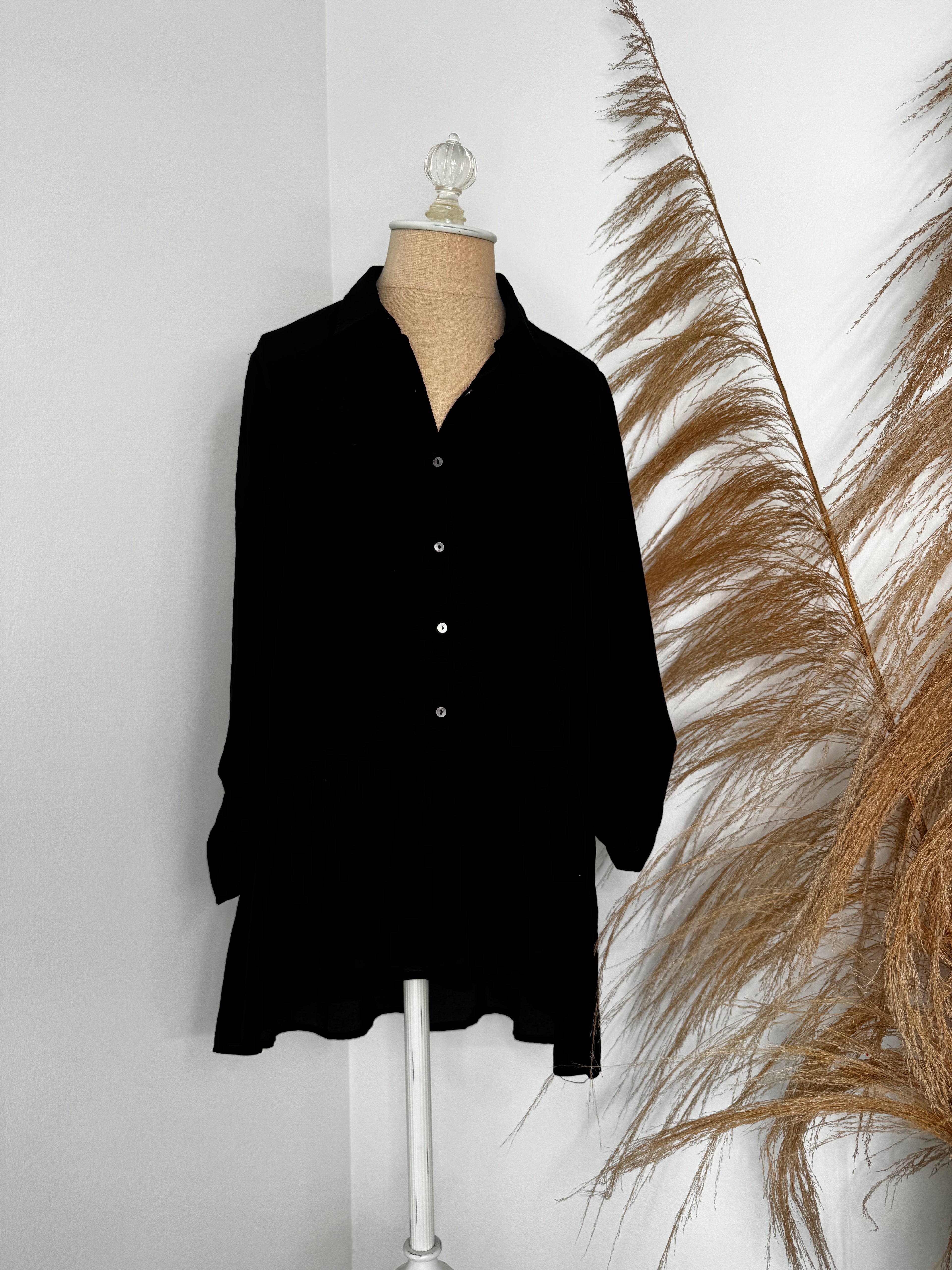 Sheer Black Button Up Blouse