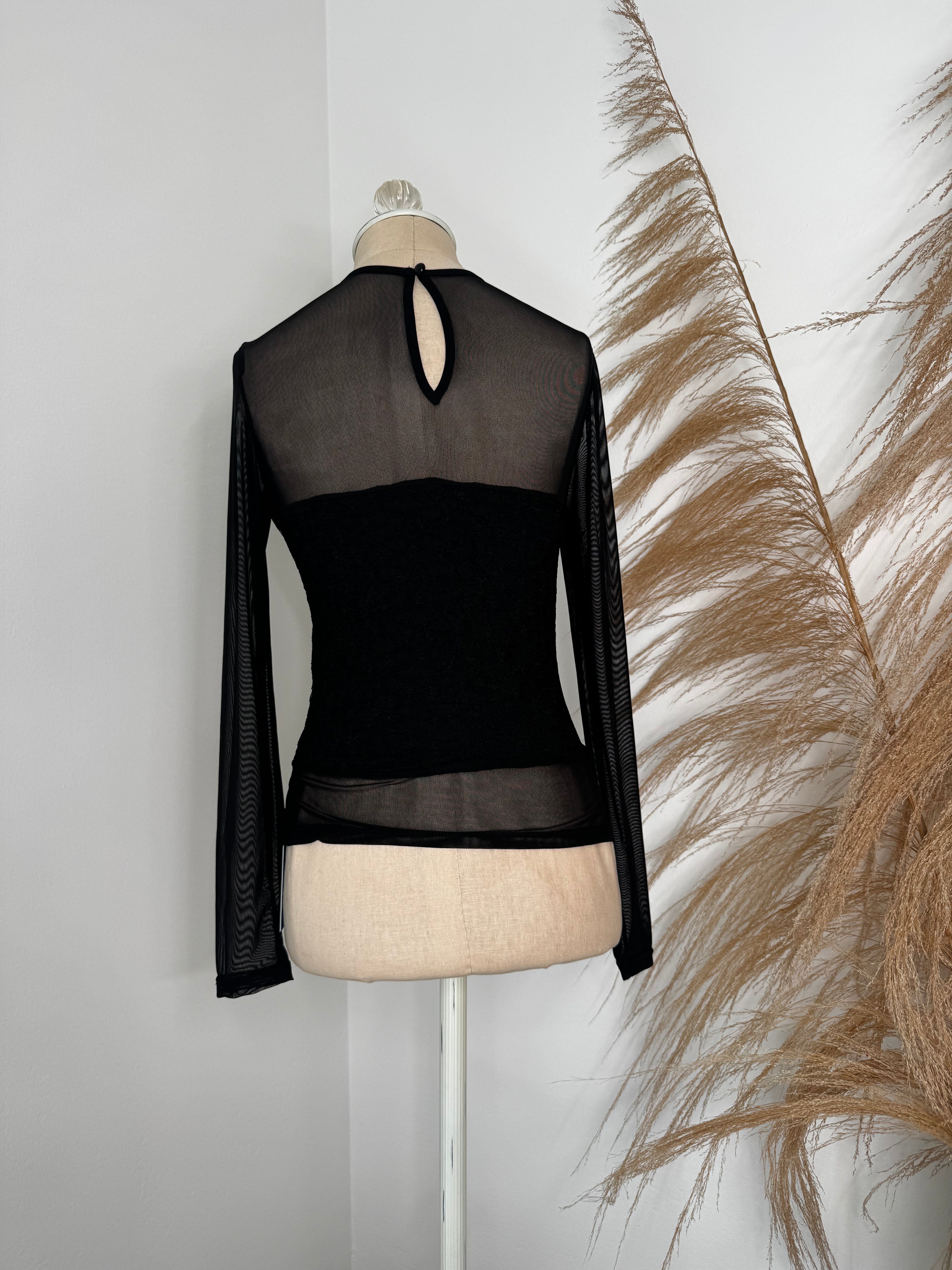 Sheer Black Lace Long Sleeve Top by Cupshe