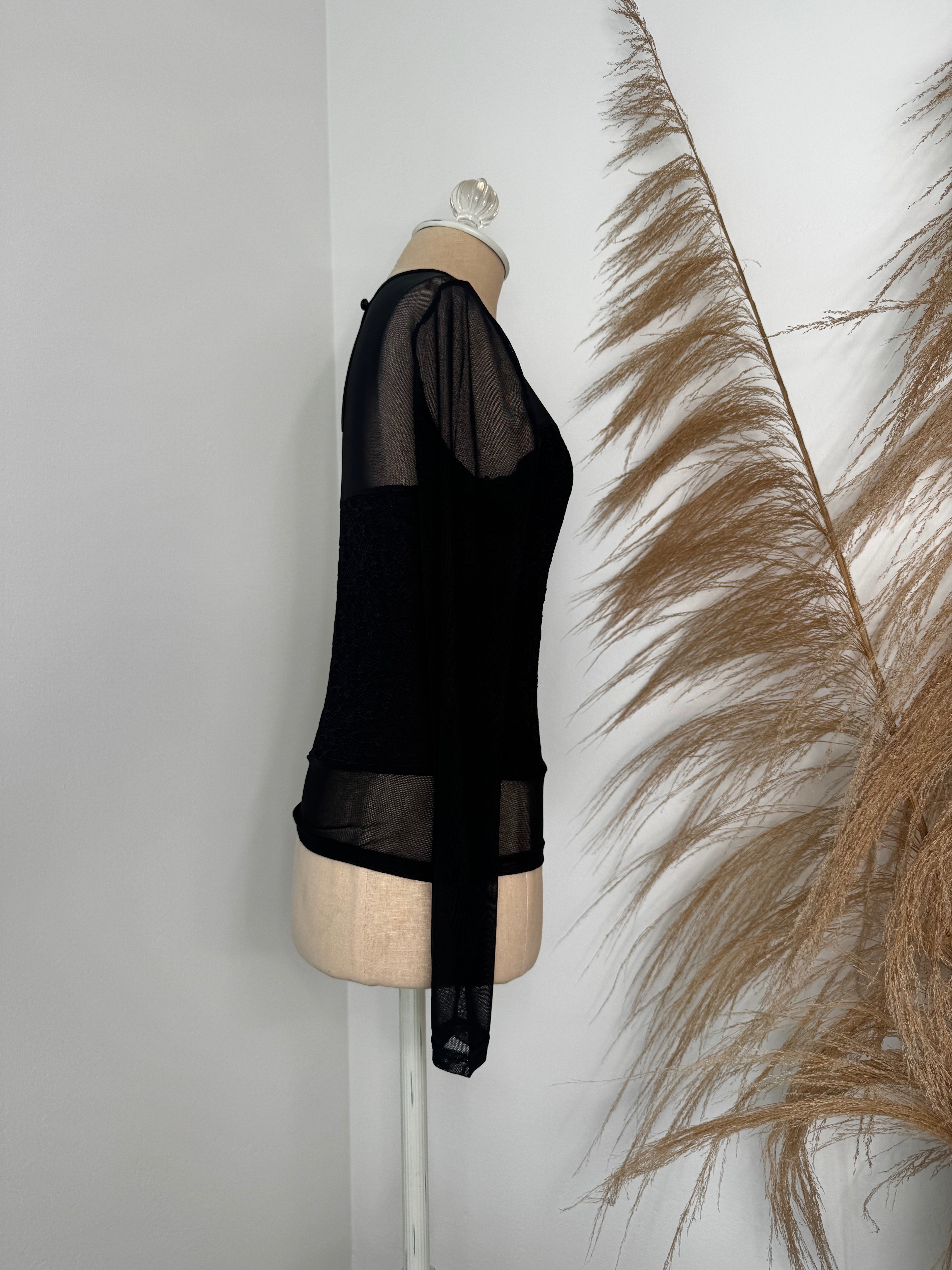 Sheer Black Lace Long Sleeve Top by Cupshe