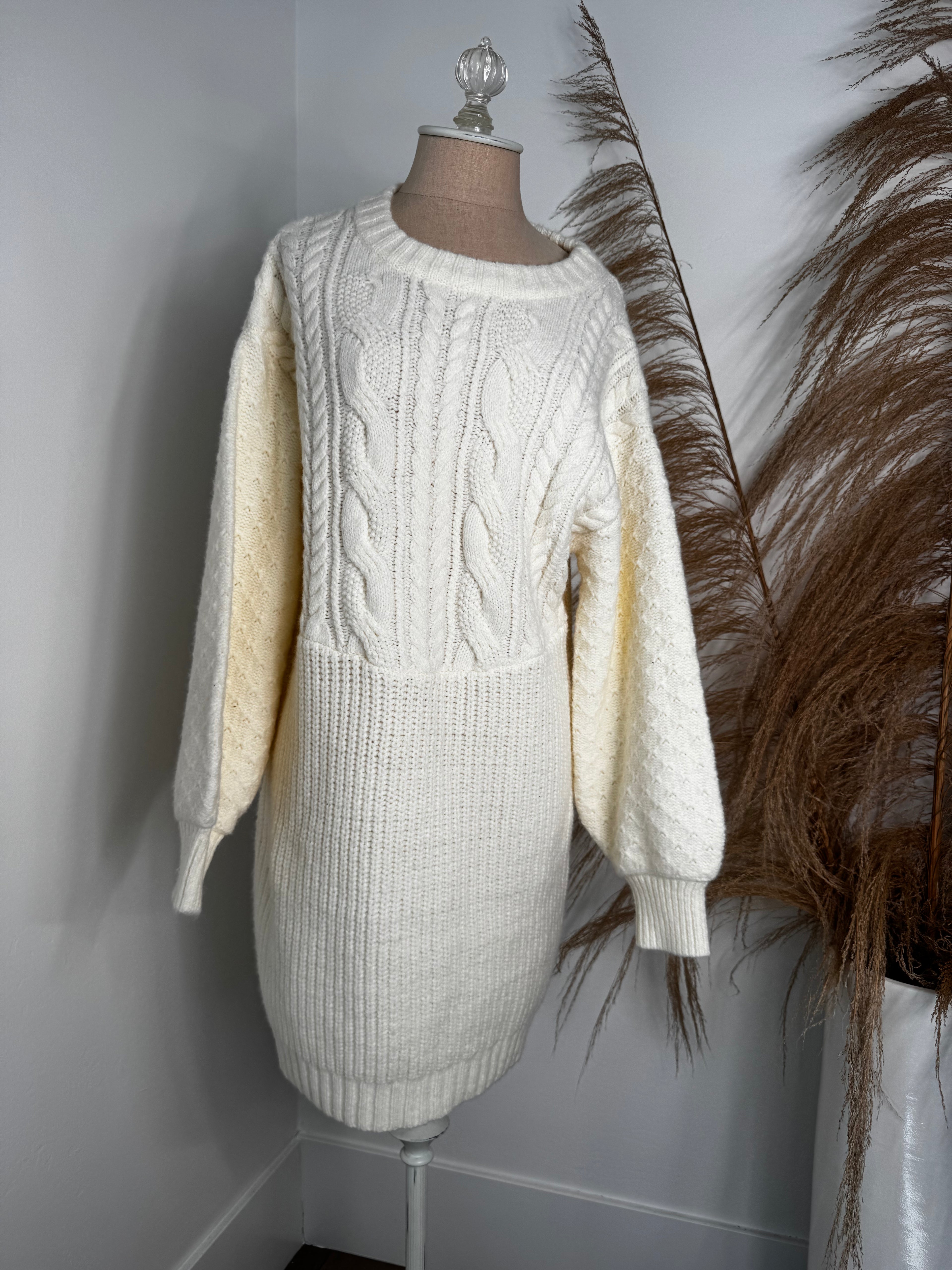 Cream Sweater Dress by Pink Lily