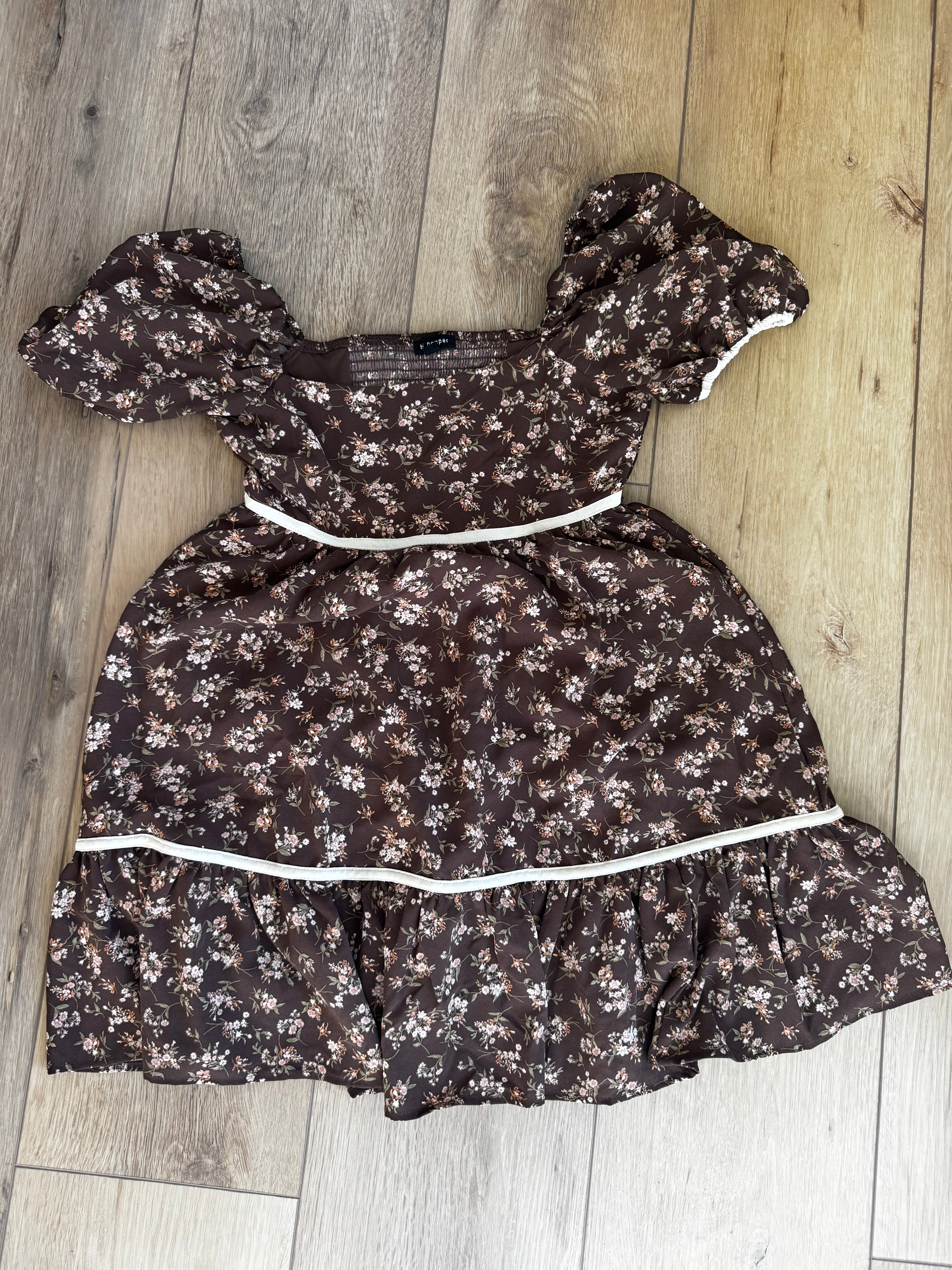Brown Floral Romper Dress