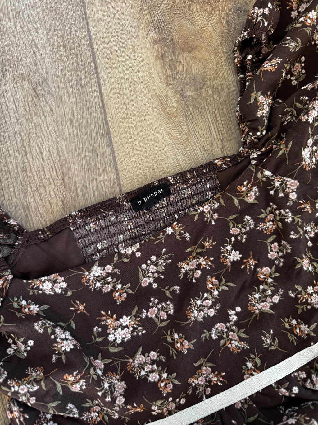 Brown Floral Romper Dress
