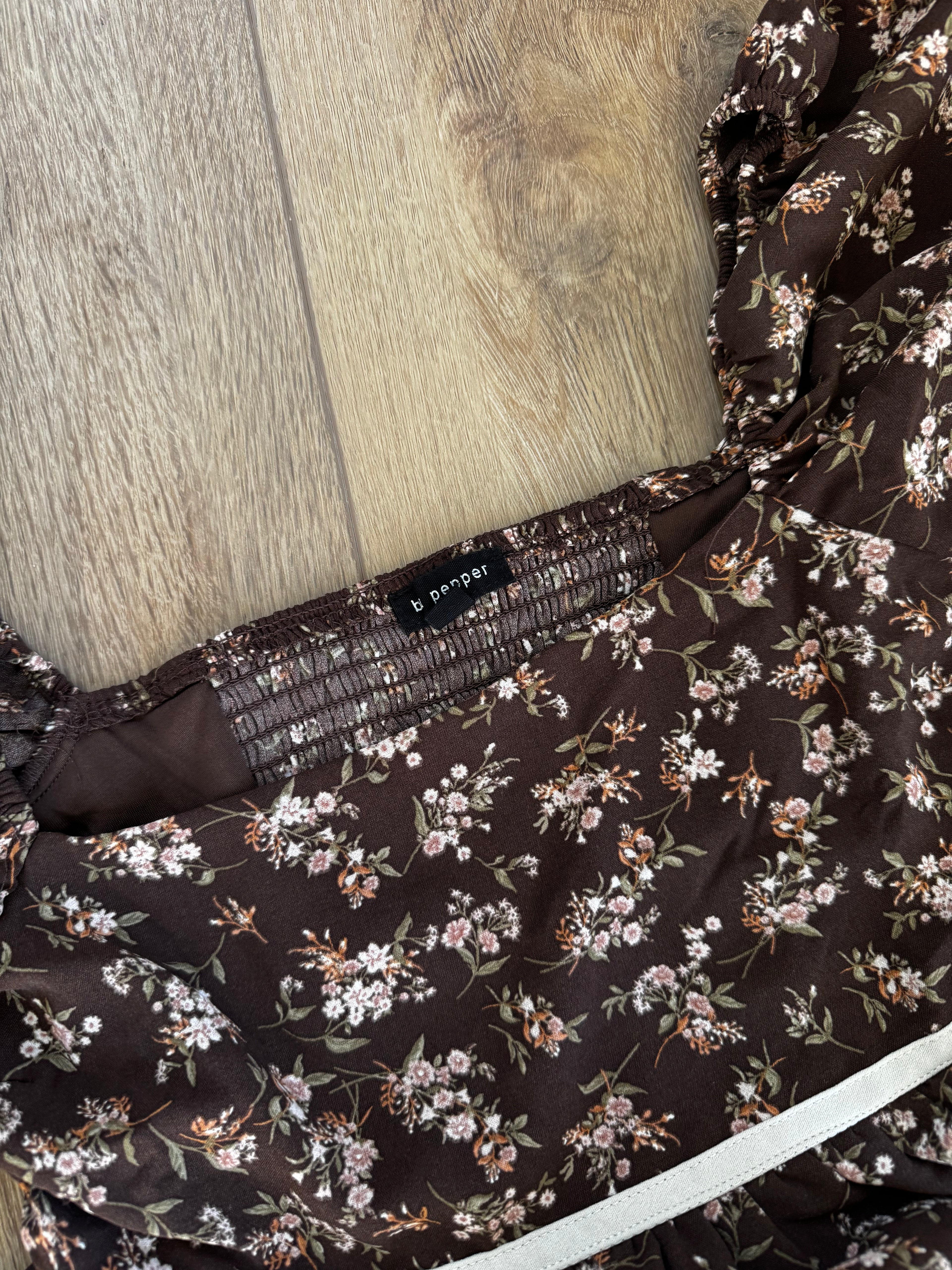 Brown Floral Romper Dress