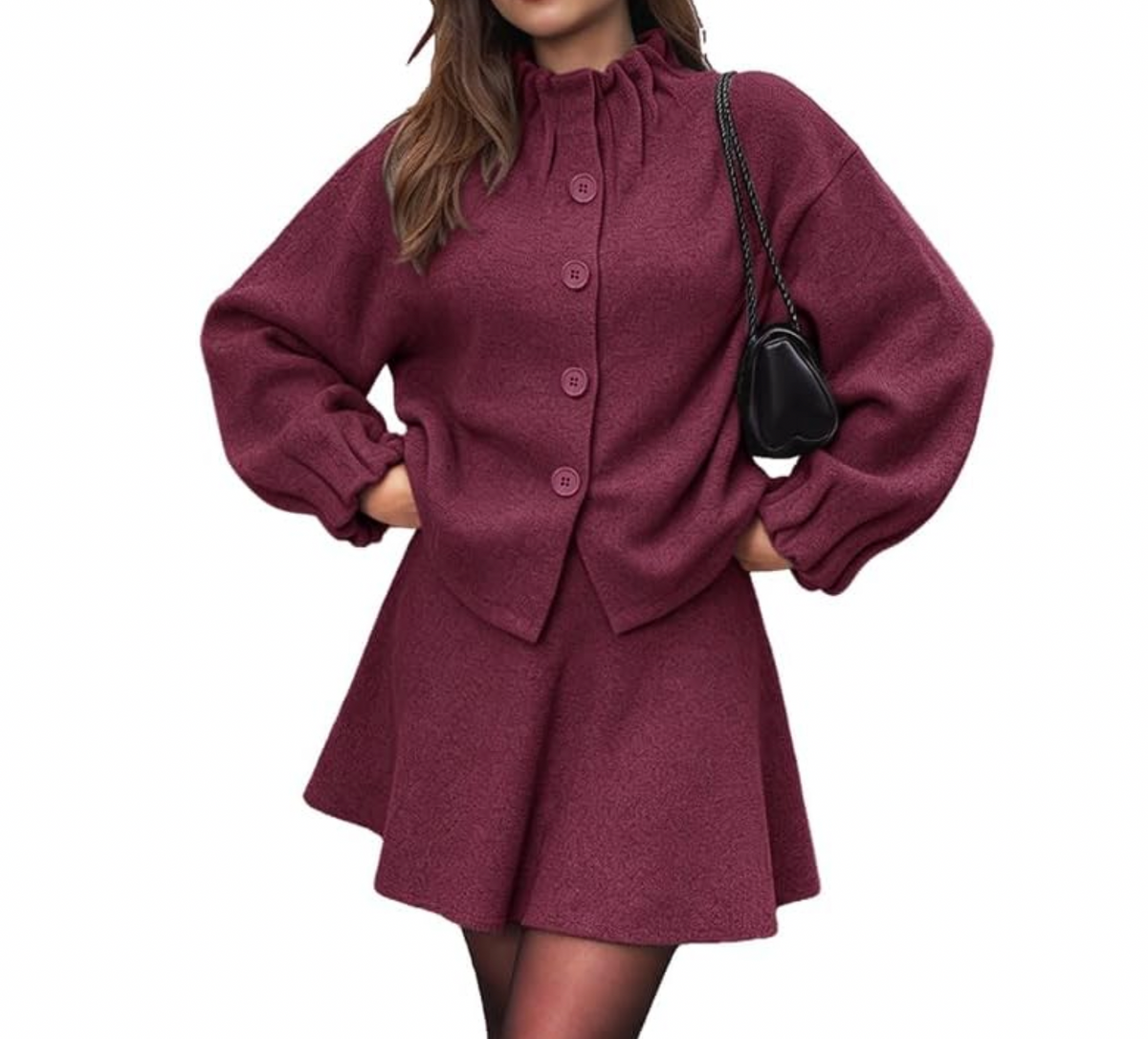 Burgundy Sweater Skirt Set 2 New With Tag (Size Small)