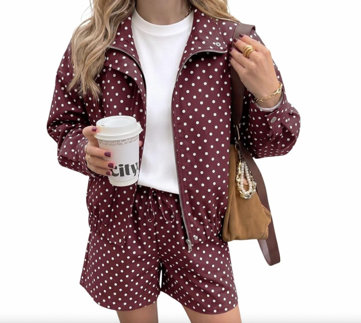Burgundy Polka Dot Set (Size Small)