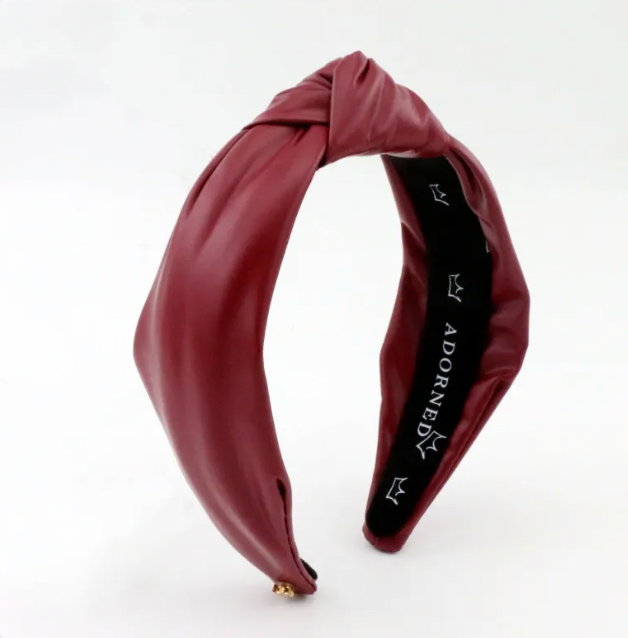 Burgundy Vegan Leather Headpiece Adorned